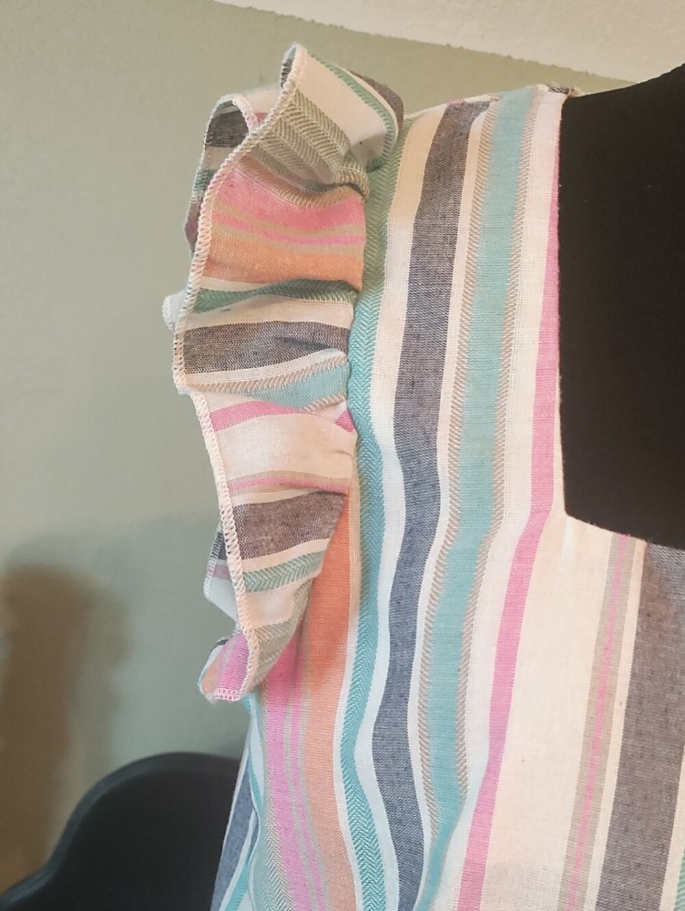 Striped Ruffle-Sleeve Square-Neck Top - Pastel Multi - Picture 2 of 4